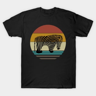 Retro Zebra On A 80's Sun Background T-Shirt